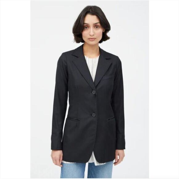 Smythe Wool Cashmere Two Button Classic Slim Charcoal Blazer Size 8 - Picture 1 of 6